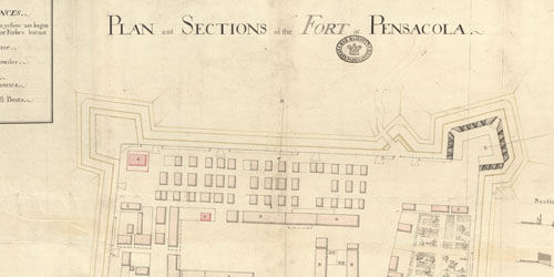 'Plan and sections of the fort at Pensacola'
